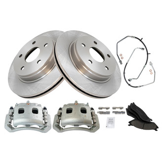 TRQ® - Front Disc Brake Kit with Ceramic Pads, Calipers and Hoses