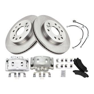 TRQ® - Front Disc Brake Kit with Semi-Metallic Pads, Calipers and Hoses