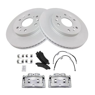 TRQ® - Front Disc Brake Kit with Semi-Metallic Pads, Calipers and Hoses