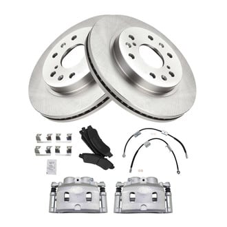TRQ® - Front Disc Brake Kit with Semi-Metallic Pads, Calipers and Hoses