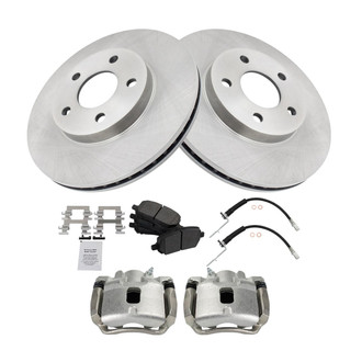TRQ® - Disc Brake Kit with Semi-Metallic Pads, Calipers and Hoses