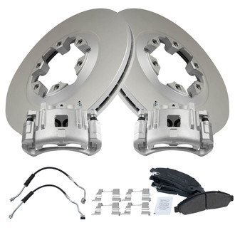 TRQ® - Disc Brake Kit with Semi-Metallic Pads, Calipers and Hoses