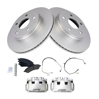 TRQ® - Front Disc Brake Kit with Semi-Metallic Pads, Calipers and Hoses