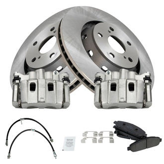 TRQ® - Front Disc Brake Kit with Ceramic Pads, Calipers and Hoses
