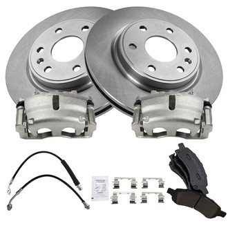 TRQ® - Front Disc Brake Kit with Semi-Metallic Pads, Calipers and Hoses