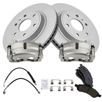 TRQ® - Front Disc Brake Kit with Semi-Metallic Pads, Calipers and Hoses