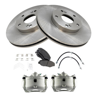 TRQ® - Front Disc Brake Kit with Semi-Metallic Pads, Calipers and Hoses