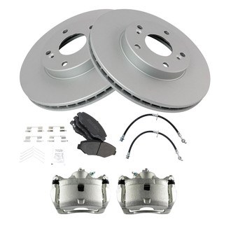 TRQ® - Front Disc Brake Kit with Semi-Metallic Pads, Calipers and Hoses