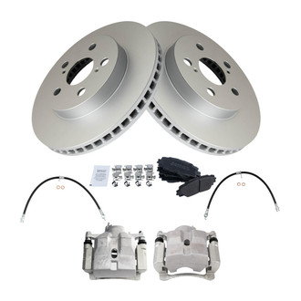 TRQ® - Front Disc Brake Kit with Semi-Metallic Pads, Calipers and Hoses