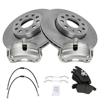 TRQ® - Front Disc Brake Kit with Semi-Metallic Pads, Calipers and Hoses