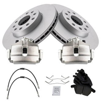 TRQ® - Front Disc Brake Kit with Ceramic Pads, Calipers and Hoses