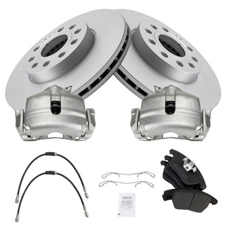 TRQ® - Front Disc Brake Kit with Semi-Metallic Pads, Calipers and Hoses
