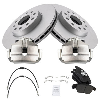 TRQ® - Front Disc Brake Kit with Semi-Metallic Pads, Calipers and Hoses