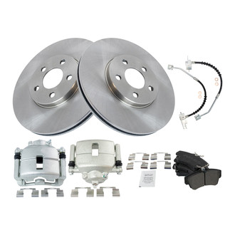 TRQ® - Front Disc Brake Kit with Semi-Metallic Pads, Calipers and Hoses