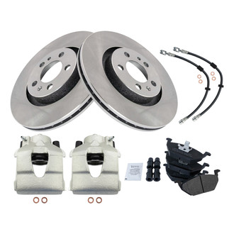 TRQ® - Front Disc Brake Kit with Semi-Metallic Pads, Calipers and Hoses