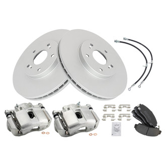 TRQ® - Front Disc Brake Kit with Semi-Metallic Pads, Calipers and Hoses