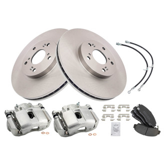 TRQ® - Front Disc Brake Kit with Semi-Metallic Pads, Calipers and Hoses