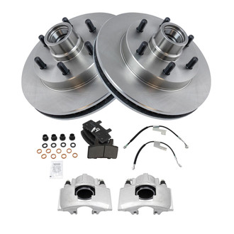 TRQ® - Front Disc Brake Kit with Semi-Metallic Pads, Calipers and Hoses