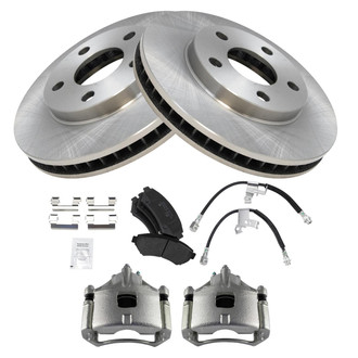 TRQ® - Front Disc Brake Kit with Semi-Metallic Pads, Calipers and Hoses