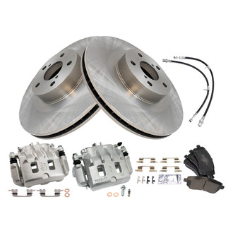 TRQ® - Front Disc Brake Kit with Semi-Metallic Pads, Calipers and Hoses