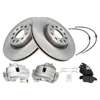 TRQ® - Front Disc Brake Kit with Semi-Metallic Pads, Calipers and Hoses