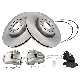 TRQ® - Front Disc Brake Kit with Semi-Metallic Pads, Calipers and Hoses