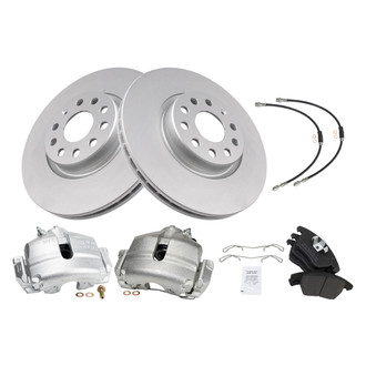 TRQ® - Front Disc Brake Kit with Semi-Metallic Pads, Calipers and Hoses
