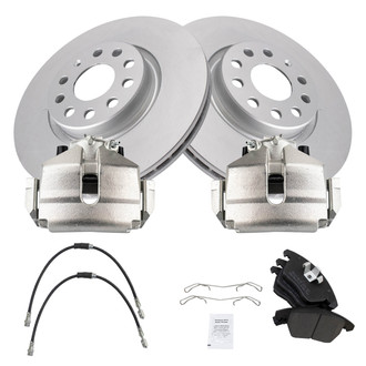 TRQ® - Front Disc Brake Kit with Semi-Metallic Pads, Calipers and Hoses