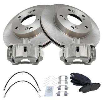 TRQ® - Front Disc Brake Kit with Ceramic Pads, Calipers and Hoses