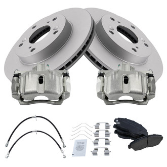TRQ® - Front Disc Brake Kit with Ceramic Pads, Calipers and Hoses