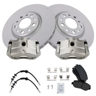 TRQ® - Front Disc Brake Kit with Ceramic Pads, Calipers and Hoses
