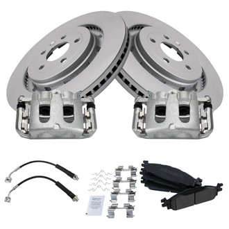 TRQ® - Front Disc Brake Kit with Semi-Metallic Pads, Calipers and Hoses