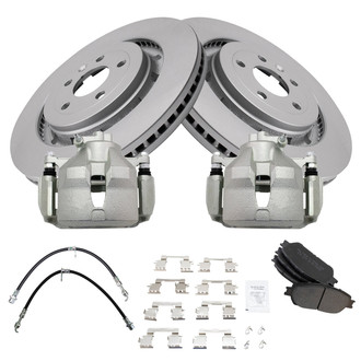 TRQ® - Front Disc Brake Kit with Semi-Metallic Pads, Calipers and Hoses