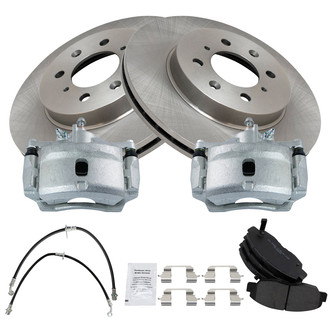 TRQ® - Front Disc Brake Kit with Semi-Metallic Pads, Calipers and Hoses