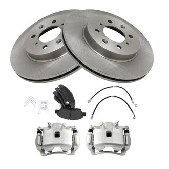 TRQ® - Front Disc Brake Kit with Semi-Metallic Pads, Calipers and Hoses