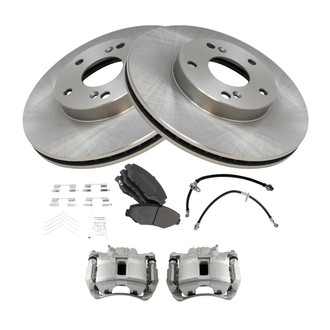 TRQ® - Front Disc Brake Kit with Semi-Metallic Pads, Calipers and Hoses