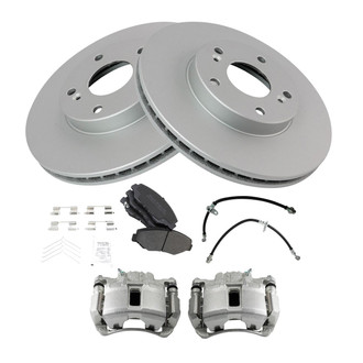 TRQ® - Front Disc Brake Kit with Semi-Metallic Pads, Calipers and Hoses