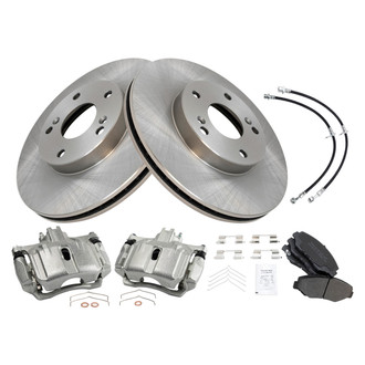 TRQ® - Front Disc Brake Kit with Semi-Metallic Pads, Calipers and Hoses