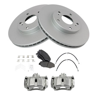 TRQ® - Front Disc Brake Kit with Semi-Metallic Pads, Calipers and Hoses