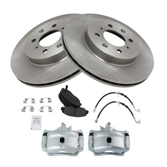TRQ® - Front Disc Brake Kit with Semi-Metallic Pads, Calipers and Hoses