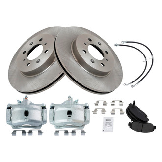 TRQ® - Front Disc Brake Kit with Semi-Metallic Pads, Calipers and Hoses