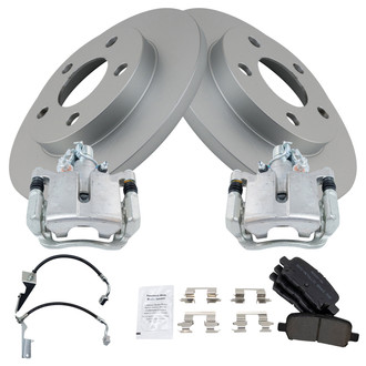TRQ® - Disc Brake Kit with Semi-Metallic Pads, Calipers and Hoses