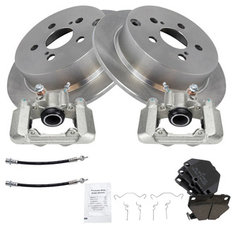 TRQ® - Rear Disc Brake Kit with Ceramic Pads, Calipers and Hoses