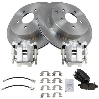 TRQ® - Rear Disc Brake Kit with Semi-Metallic Pads, Calipers and Hoses
