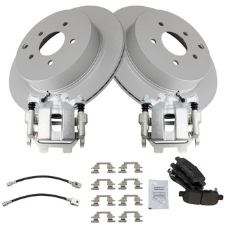 TRQ® - Rear Disc Brake Kit with Semi-Metallic Pads, Calipers and Hoses