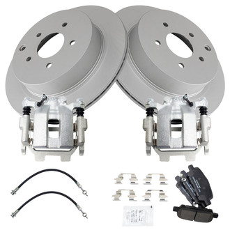TRQ® - Rear Disc Brake Kit with Ceramic Pads, Calipers and Hoses
