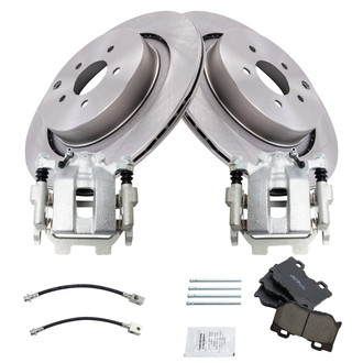 TRQ® - Rear Disc Brake Kit with Ceramic Pads, Calipers and Hoses