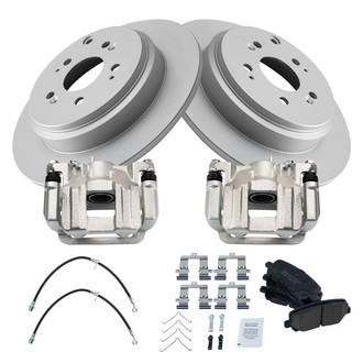 TRQ® - Rear Disc Brake Kit with Ceramic Pads, Calipers and Hoses