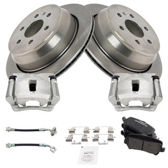 TRQ® - Rear Disc Brake Kit with Ceramic Pads, Calipers and Hoses