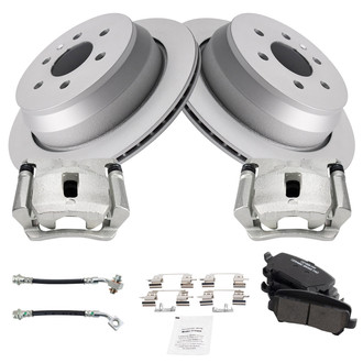TRQ® - Rear Disc Brake Kit with Ceramic Pads, Calipers and Hoses
